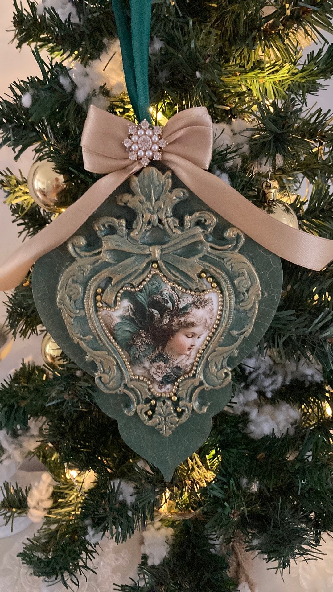 Hand gemaakte kerst decoratie victoriaans engel, Antiek en Kunst, Ophalen of Verzenden