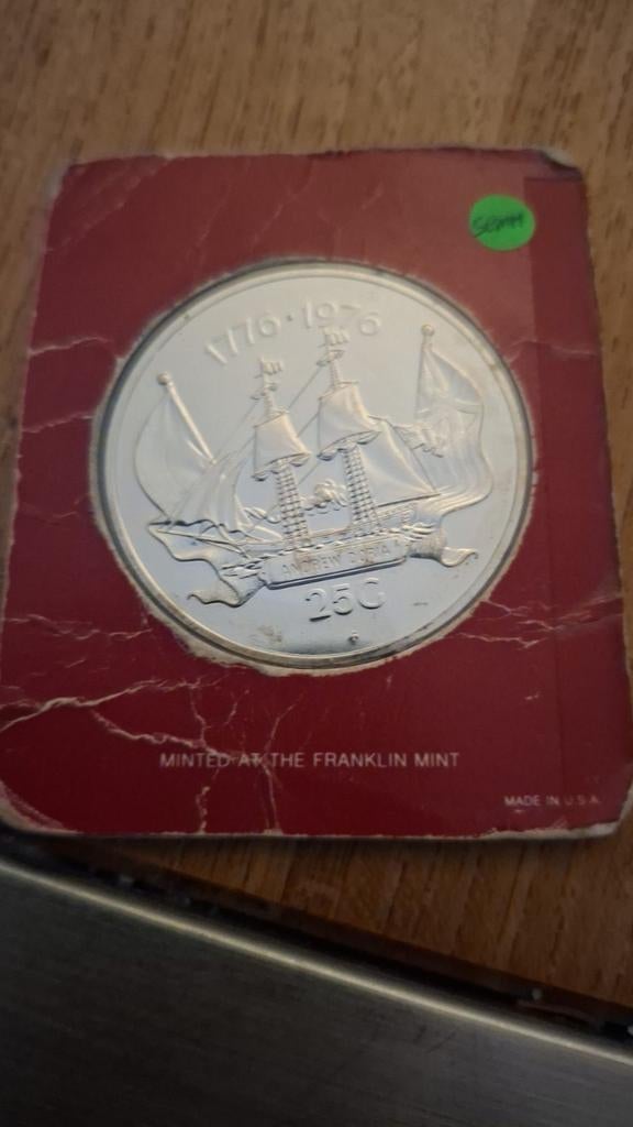 Zilveren 25 Gulden Munt Nederlandse Antillen 1976 unc, Ophalen, Midden-Amerika, Losse munt, Zilver