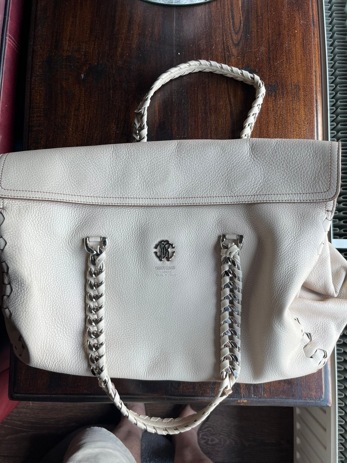 Design Roberto Cavalli dames tas, Sieraden, Tassen en Uiterlijk, Ophalen of Verzenden, Zo goed als nieuw, Beige, Handtas