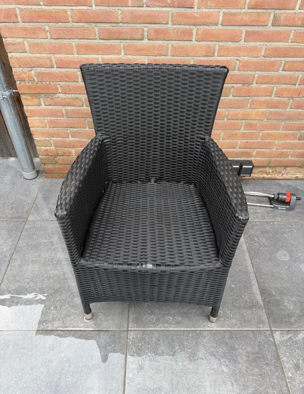 Set van 4 gebruikte wicker tuinstoelen in goede staat, Ophalen, Gebruikt, Wicker