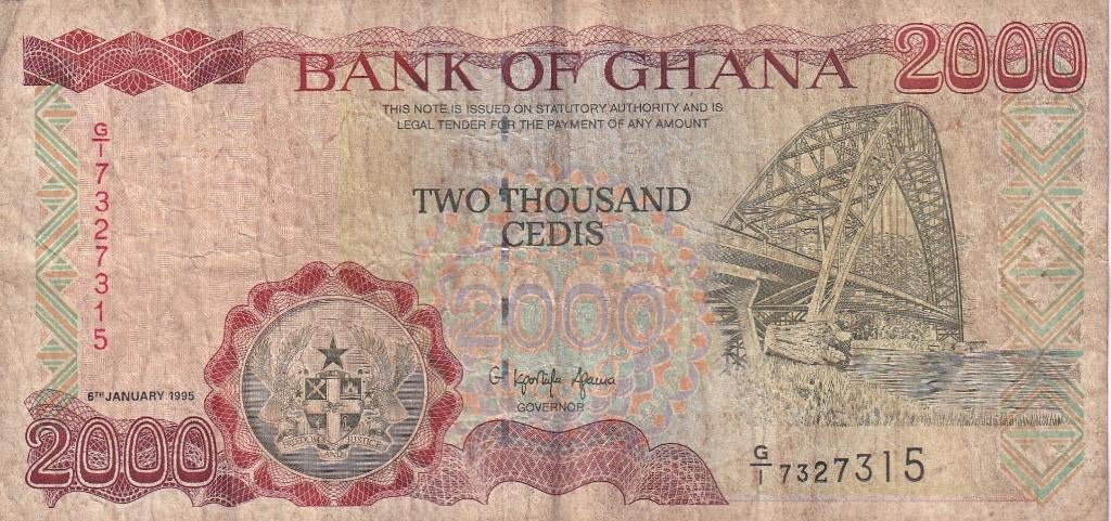 Ghana 2000 cedis 6-1-1995, Verzenden, Overige landen, Los biljet
