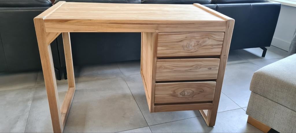 Modern Teakhouten Bureau - Zo goed als nieuw (110x60x77cm), Ophalen, Met lades, Hout, Zo goed als nieuw