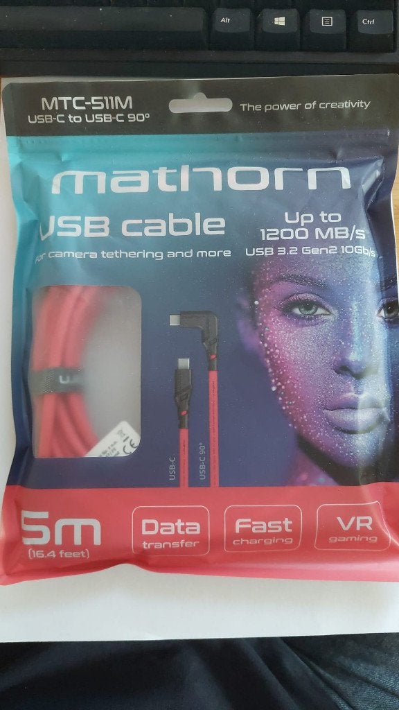 Mathorn Tethering kabel USB-A naar USB-C 5 meter, Ophalen of Verzenden, Nieuw