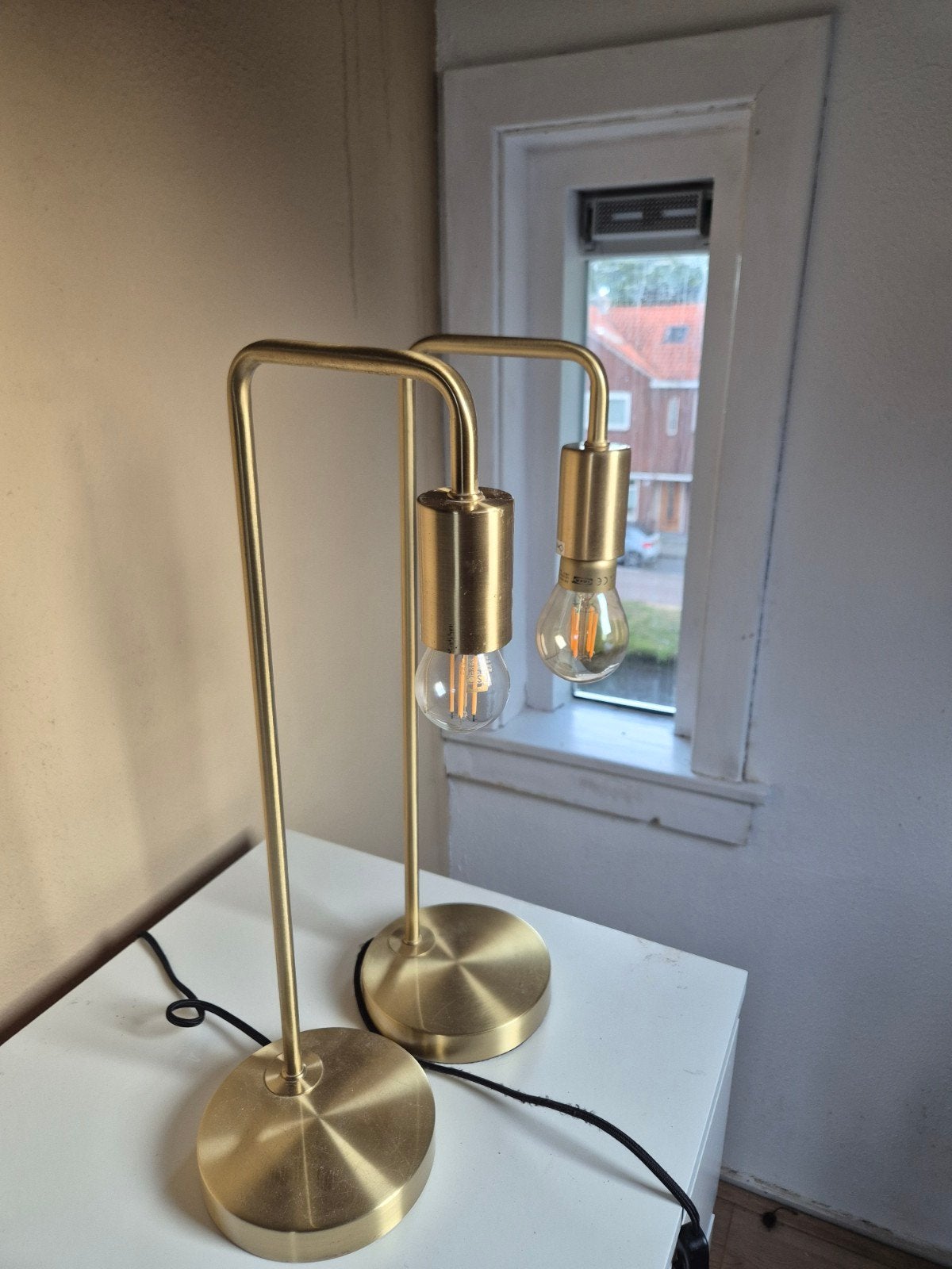 2 gouden nachtlampjes met peertjes goud licht, Goud, Ophalen
