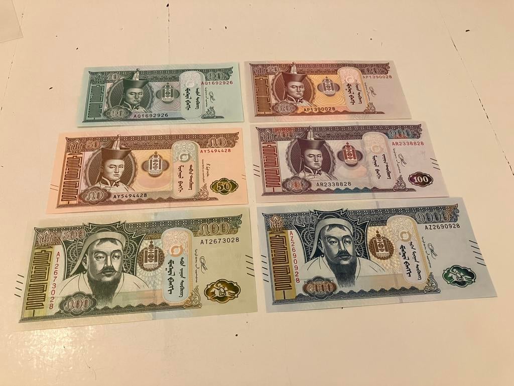Mongolië 10, 20, 50, 100, 500, 1000 Tugrik., Ophalen of Verzenden, Oost-Azië, Setje