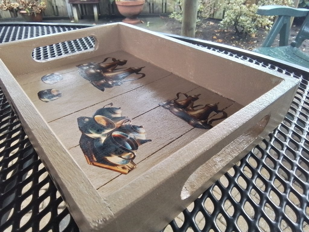 Decoupage Dienblad, Huis en Inrichting, Woonaccessoires | Dienbladen, Ophalen, Nieuw, Rechthoekig, Hout