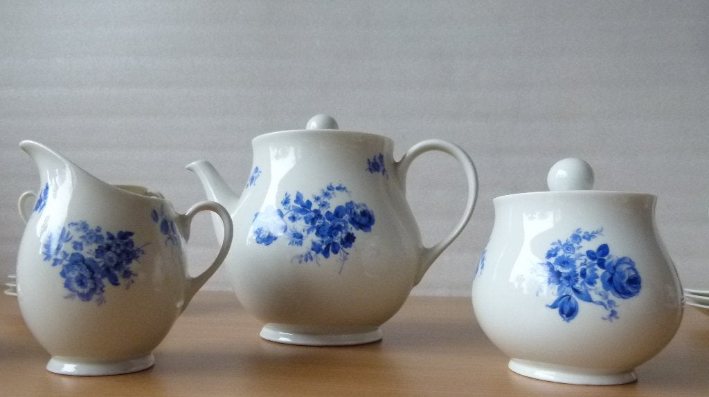 Apart Bol model MOSA Thee Servies met Blauwe Rozen 5 bruggen, Ophalen of Verzenden