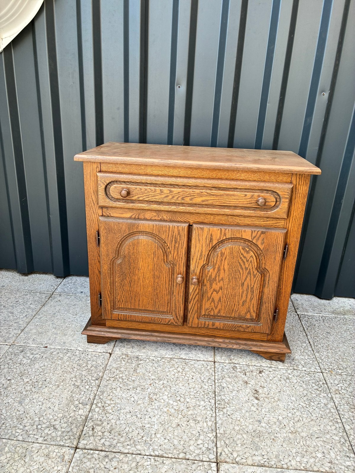 Vintage eikenhouten kastje met lade en deurtjes, Ophalen of Verzenden
