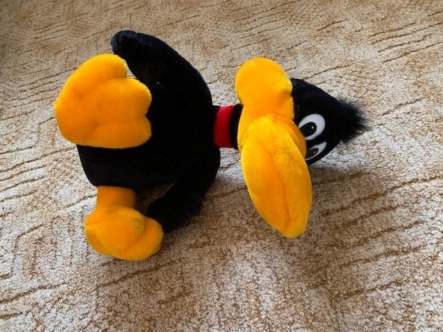 Knuffel duffy duck zwarte eend 35 cm zgan, Ophalen of Verzenden, Zo goed als nieuw, Eend