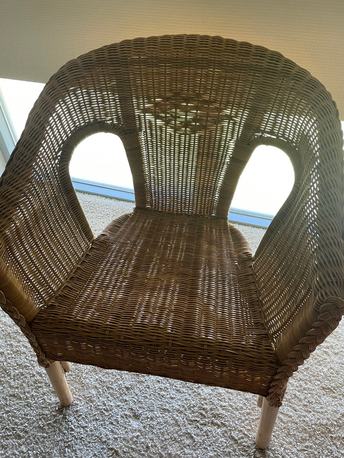 2 Rieten stoelen, Huis en Inrichting, Stoelen, Ophalen, Zo goed als nieuw, Bruin, Twee
