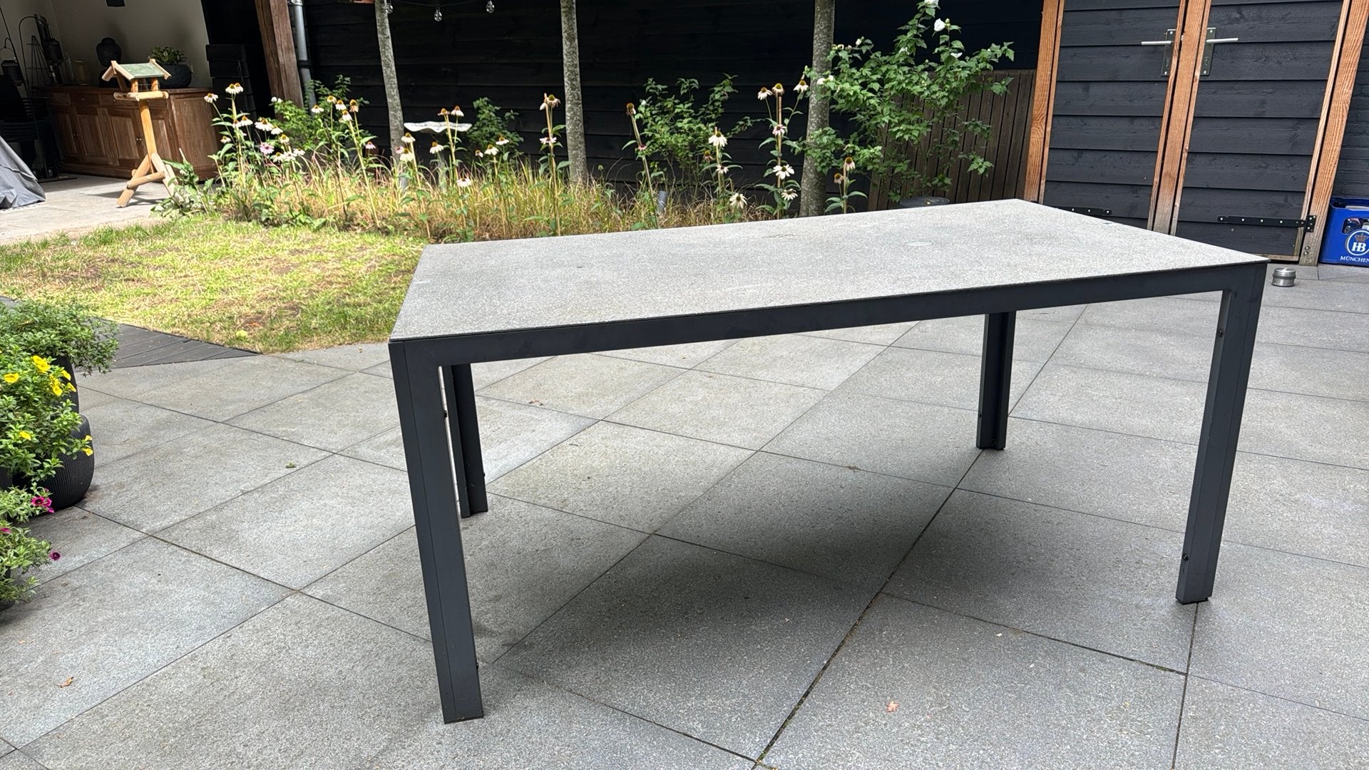 Tuintafel met omkeerbare glasplaat, Ophalen, Gebruikt, Rechthoekig, Aluminium