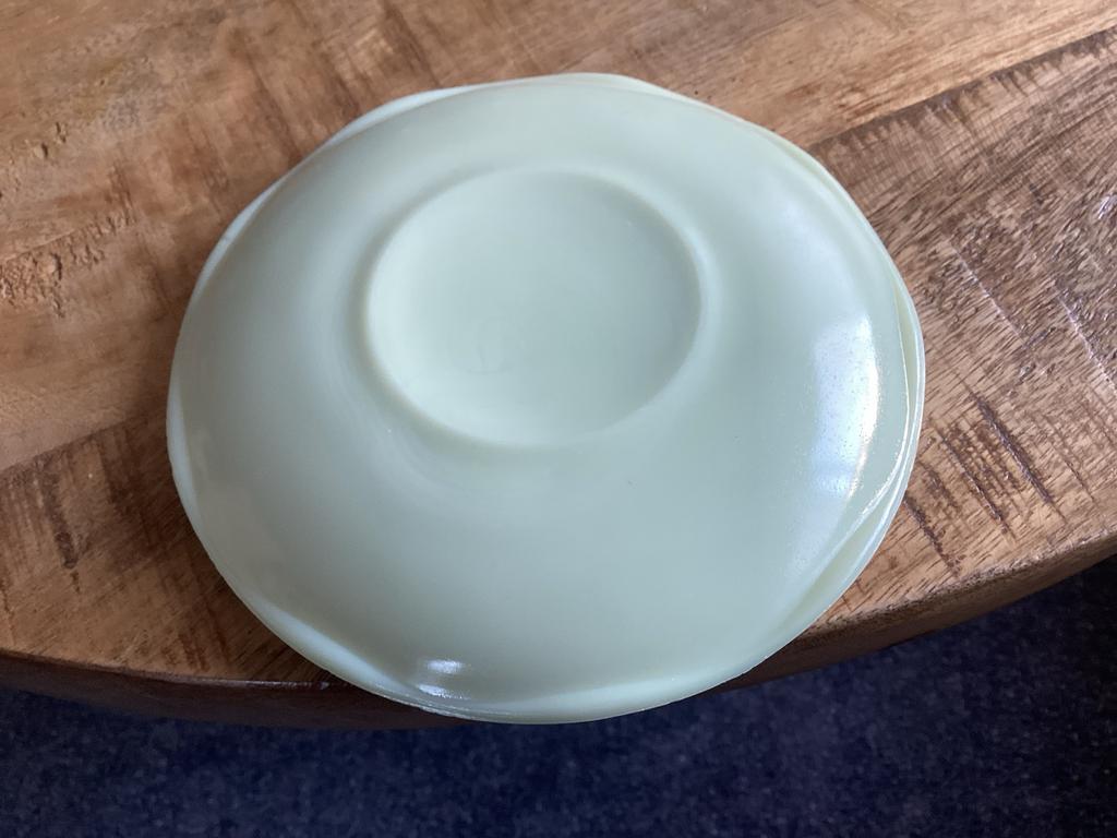 Antieke Gebakschotels Art Deco Colopal uranium persglas, Ophalen of Verzenden
