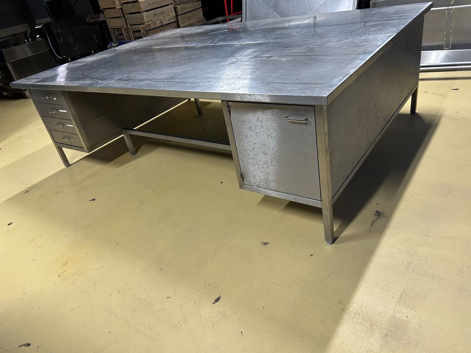 Grote RVS bakkers tafel 300x200cm met lades en kast, Ophalen, Gebruikt
