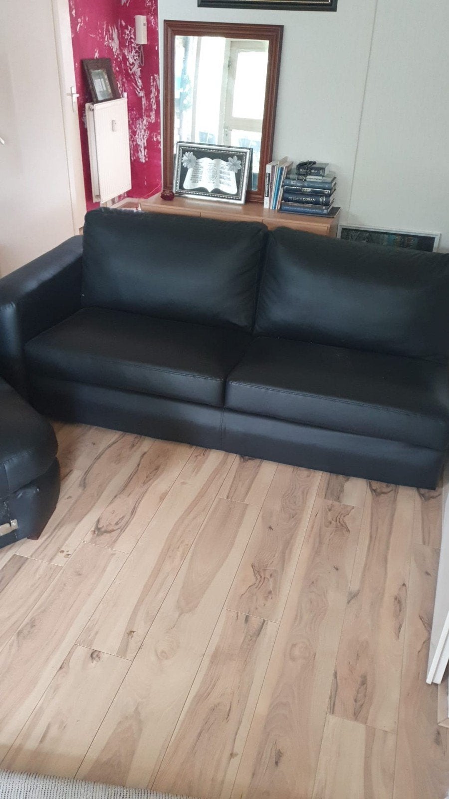 Zwarte leren bank 2 delen, Ophalen, Gebruikt, Klassiek, Comfortabel, 150 tot 200 cm