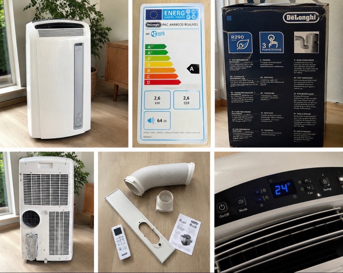 DeLonghi PAC AN98ECO RealFeel Mobiele Airco A-klasse, Witgoed en Apparatuur, Airco's, Gebruikt, Minder dan 60 m³, 3 snelheden of meer