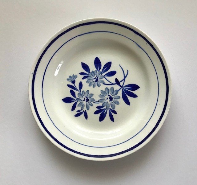 Gien Ceres etagère presenteer schaal op voet faience blauw