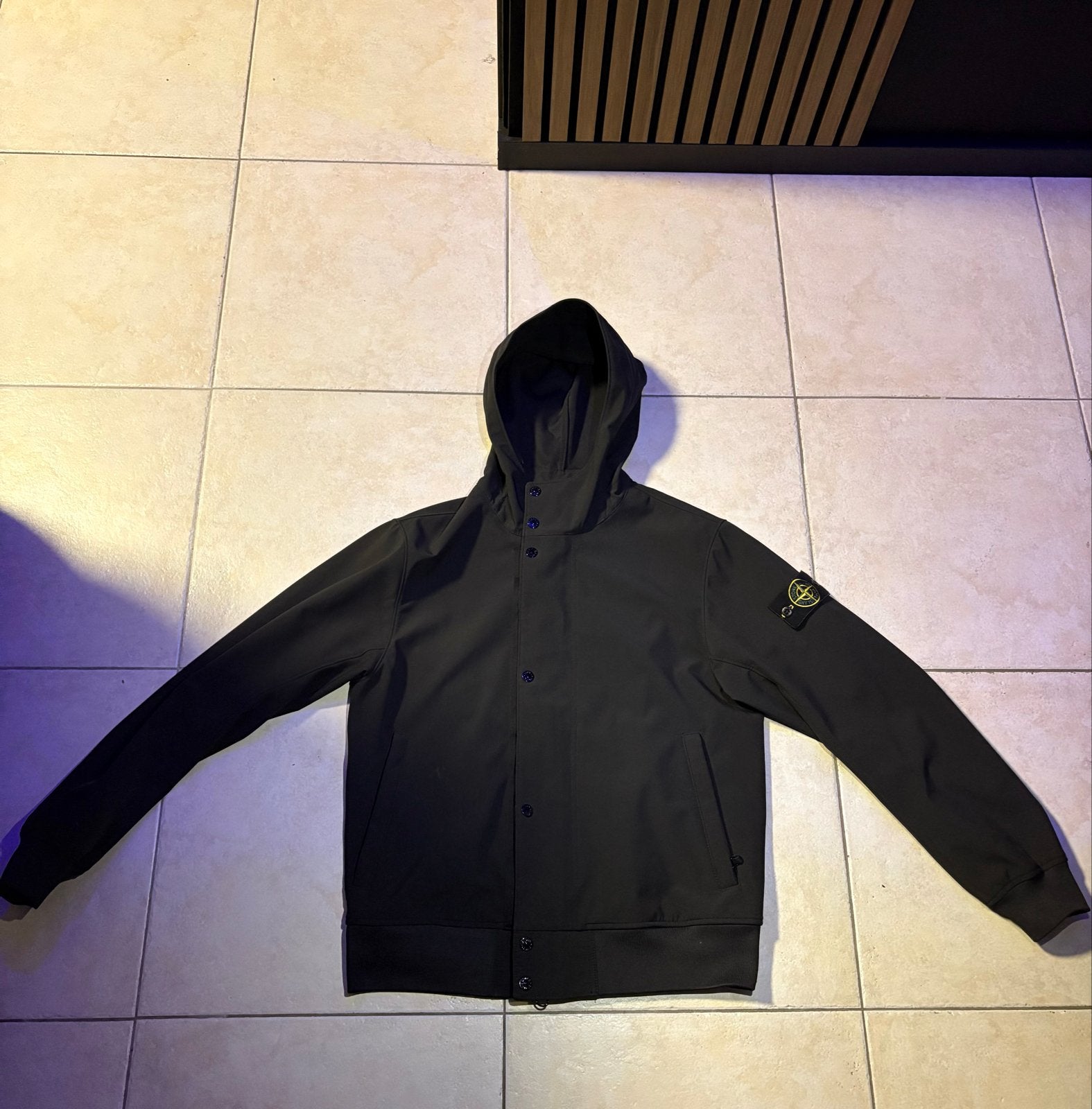 Stone Island Light Soft Shell-R Jas Zwart Maat S, Ophalen of Verzenden, Zo goed als nieuw, Maat 46 (S) of kleiner, Zwart