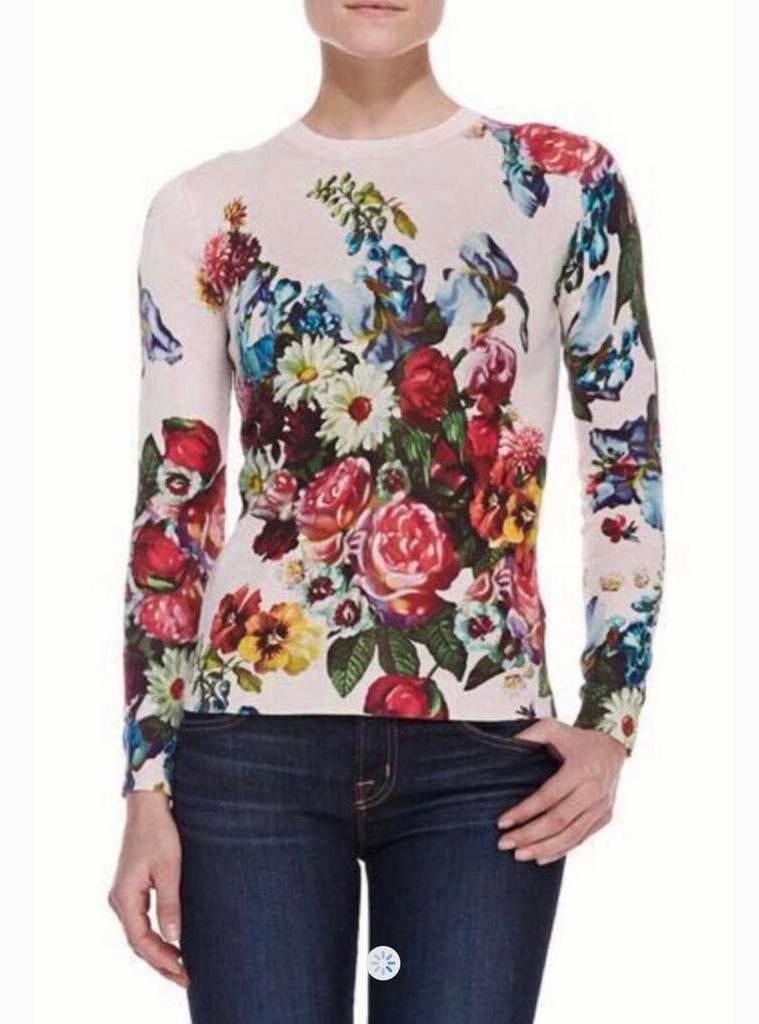 Ted Baker dungebreid truitje roze met bloemdessin Ted2=36/38, Verzenden, Zo goed als nieuw, Maat 36 (S), Overige kleuren