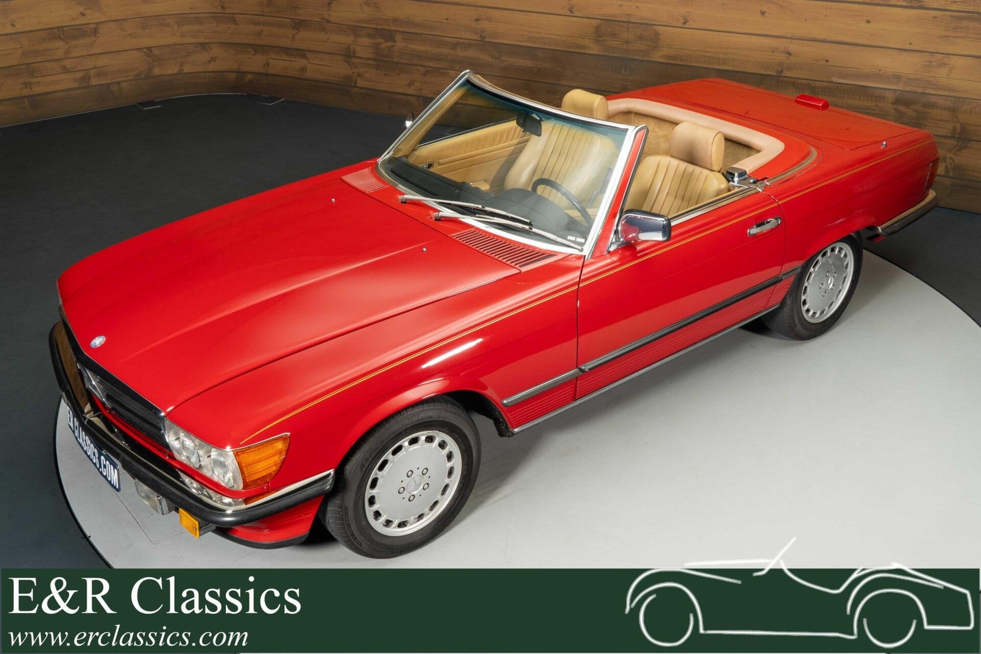 Mercedes 560 SL Cabriolet | 1988, Auto's, Achterwielaandrijving, Beige, Cabriolet, Bedrijf