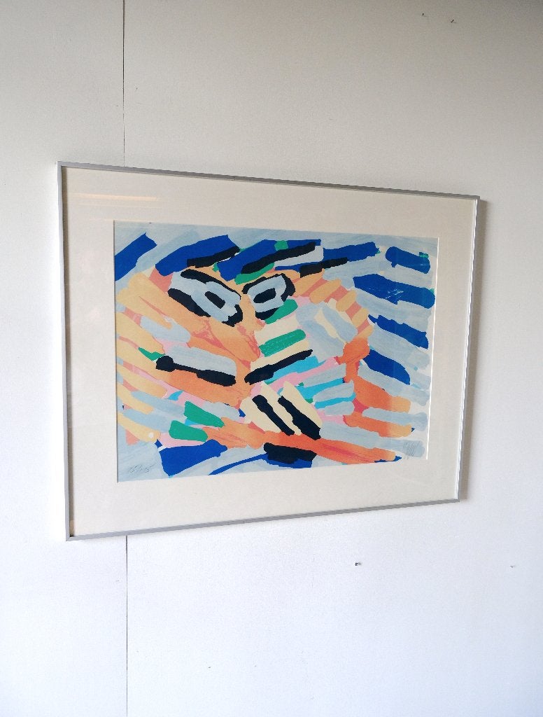 Litho (Karel Appel, Mask Face, gelijst), Gesigneerd, Lithografie, Abstract, Ophalen