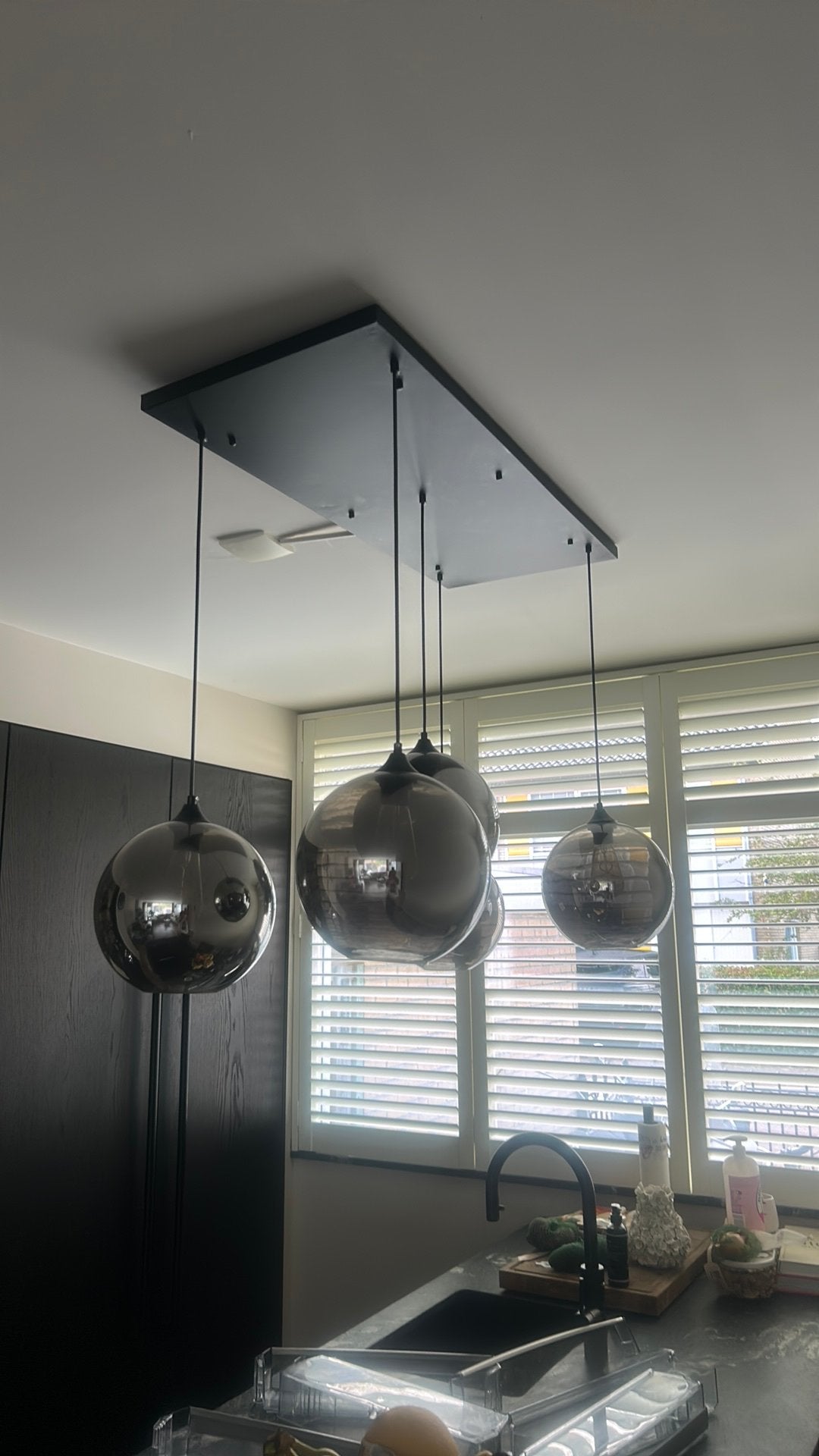 Mooie lamp met glasbollen, Ophalen, Gebruikt, 100 cm, Glas