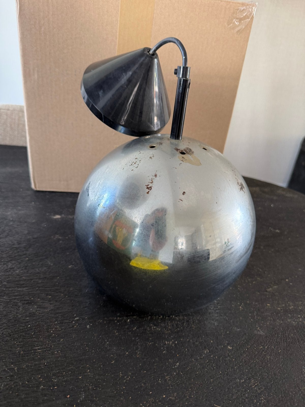 Vintage chroom bol lamp, hanglamp, Ophalen