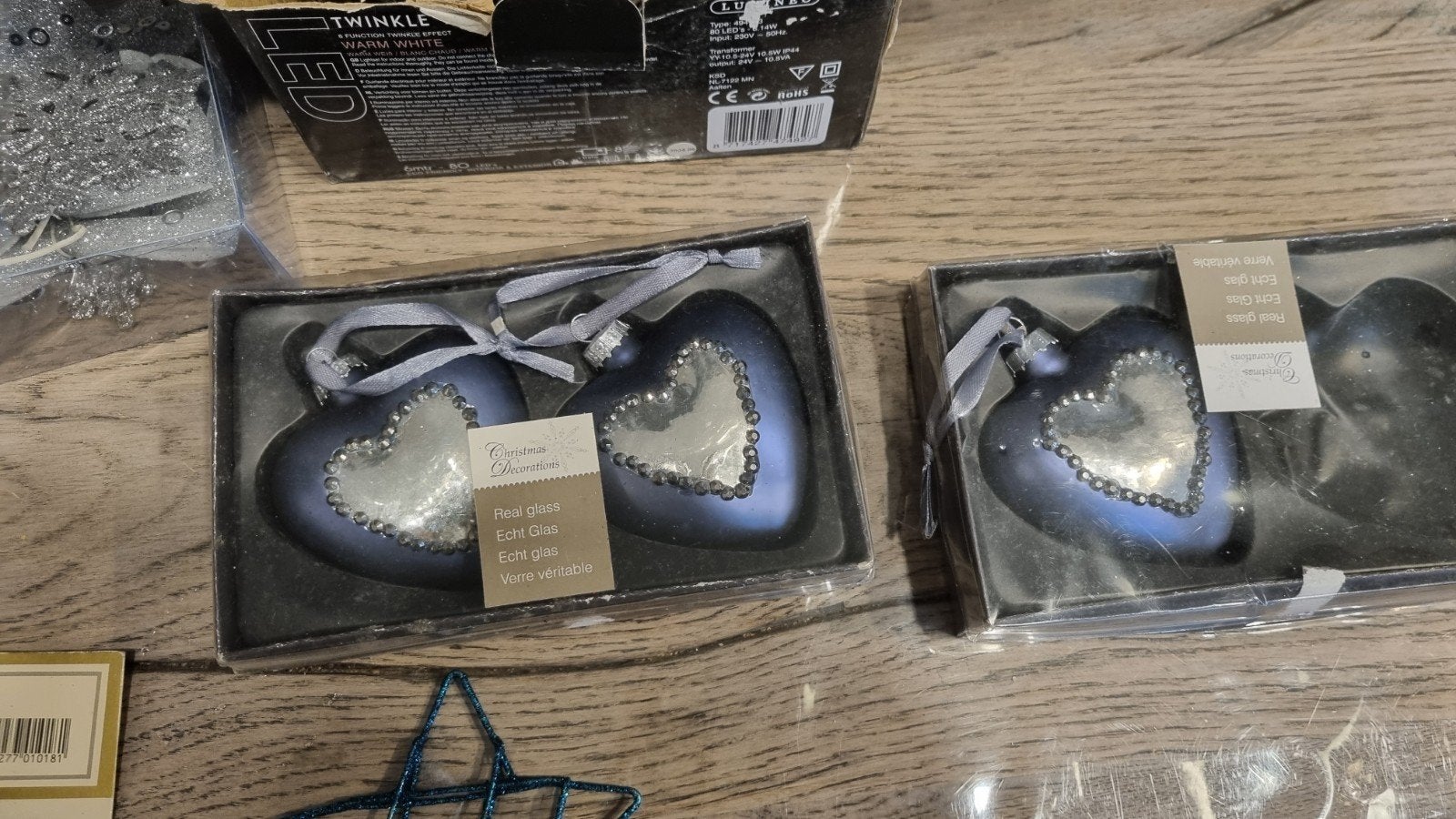 Kerstversiering blauw en snoer, Ophalen of Verzenden, Gebruikt