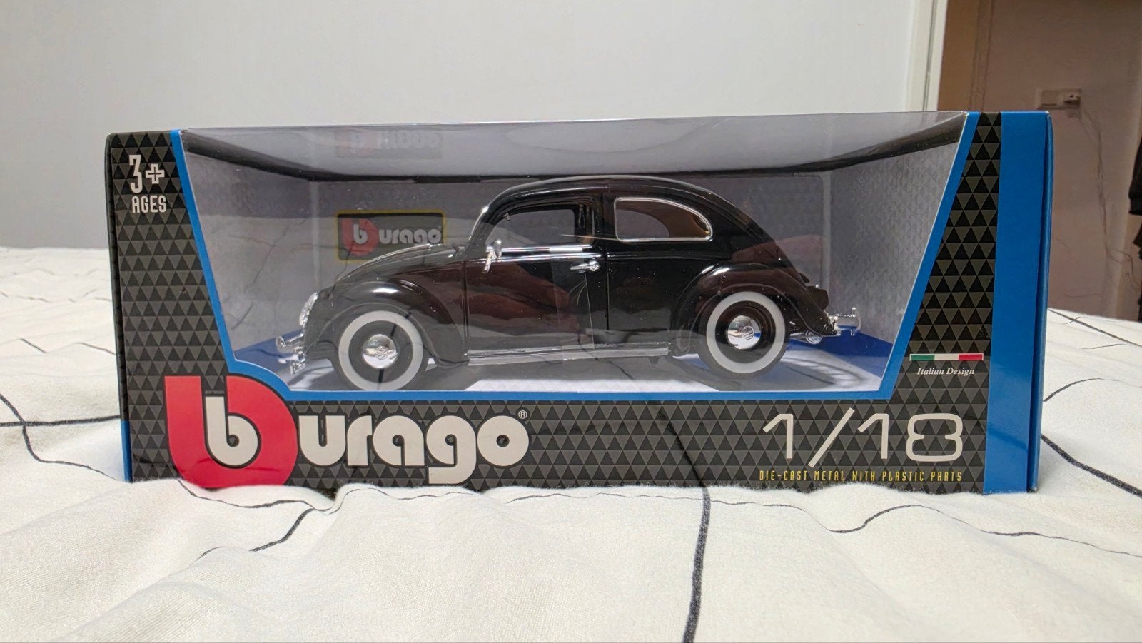 Bburago 1:18 Volkswagen Käfer Keber Beetle 1955 Zwart, Hobby en Vrije tijd, Ophalen of Verzenden, Nieuw, Auto, Bburago