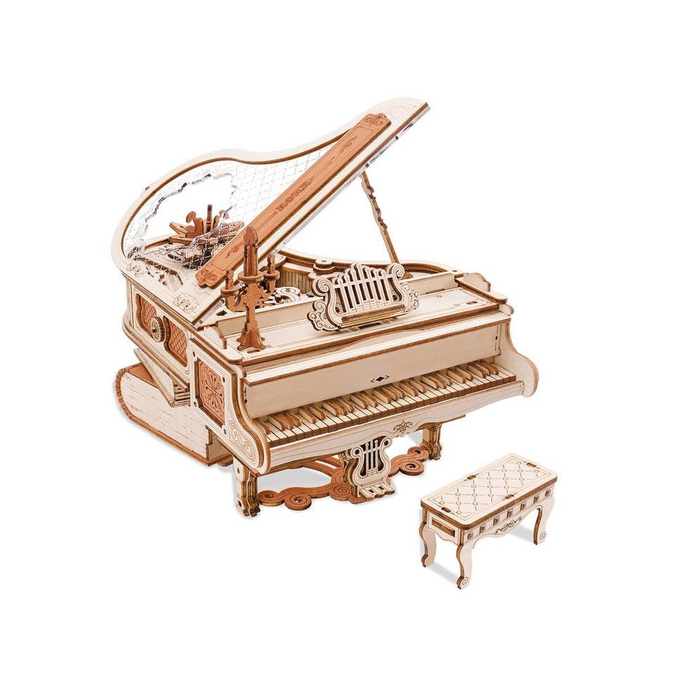 Robotime Magic Piano 3D Houten Puzzel Muziekdoos, Verzenden, ROKR, Hout, Beige