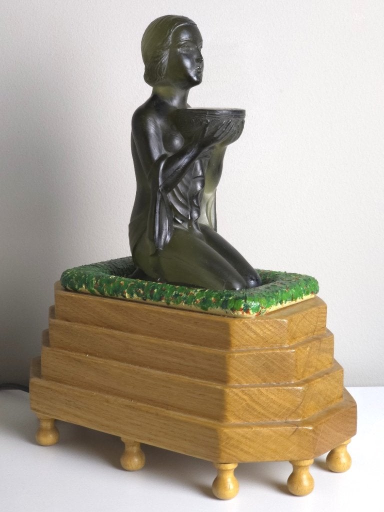 Art Deco / Amsterdamse School Lamp Glazen Vrouw, Ophalen of Verzenden