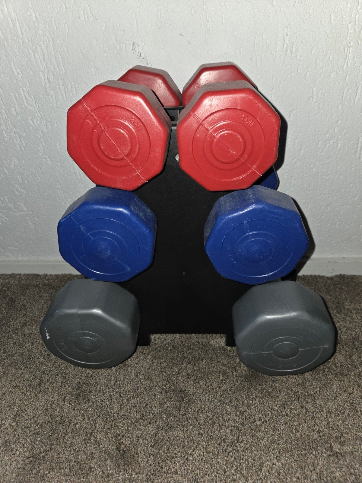 Dumbbell set met houder (1, 2, 3 kg), Ophalen, Gebruikt, Rug, Halterset