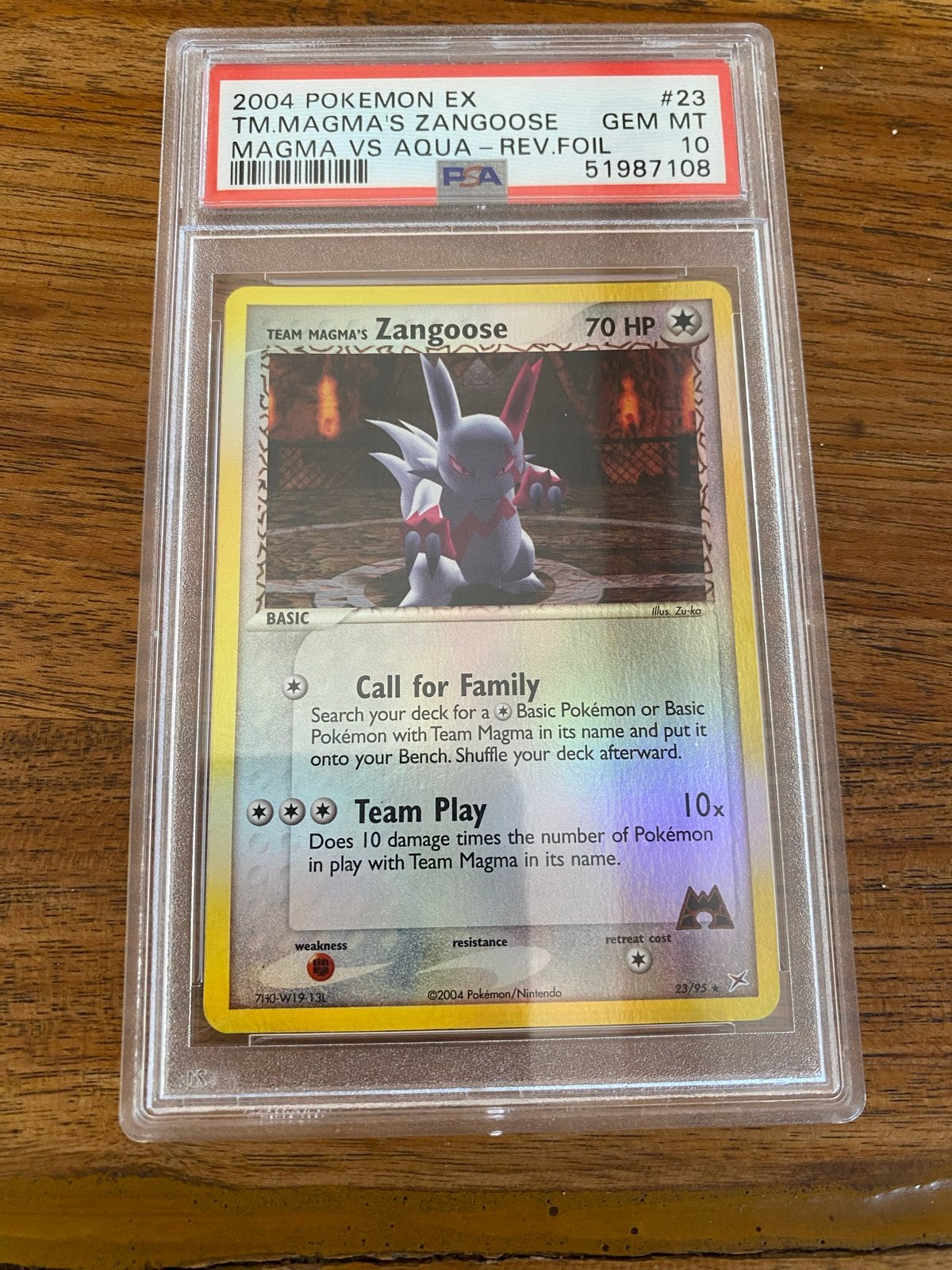 2004 Pokémon EX Team Magma vs Aqua Zangoose PSA 10 GEM MT, Ophalen, Nieuw, Losse kaart