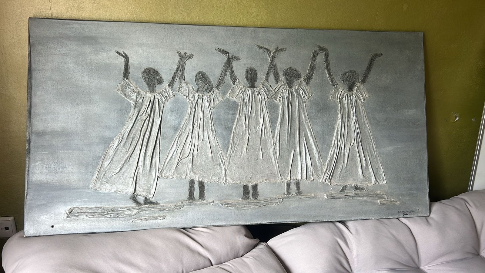 Schilderij Vrijheidsviering Curaçao - Uniek Reliëfwerk, Ophalen
