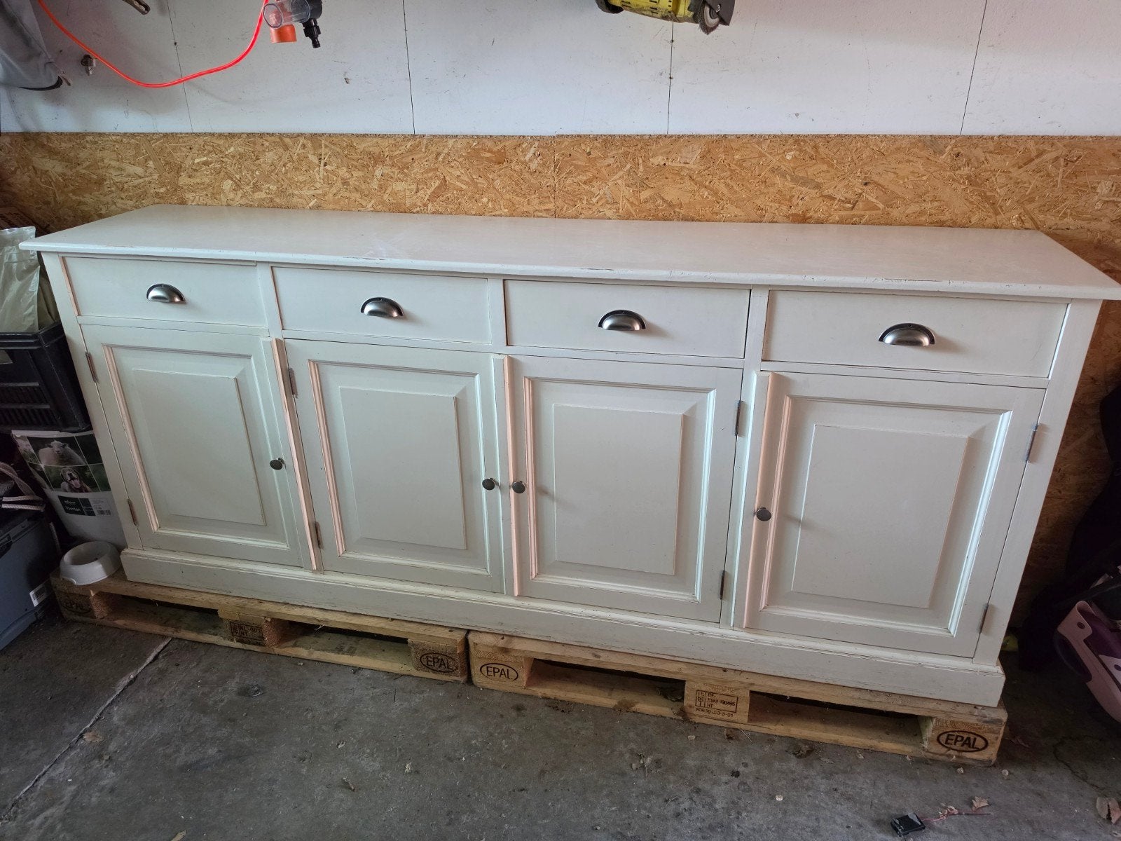 Wit dressoir met lades en deuren, Ophalen, Gebruikt, Landelijk, 200 cm of meer
