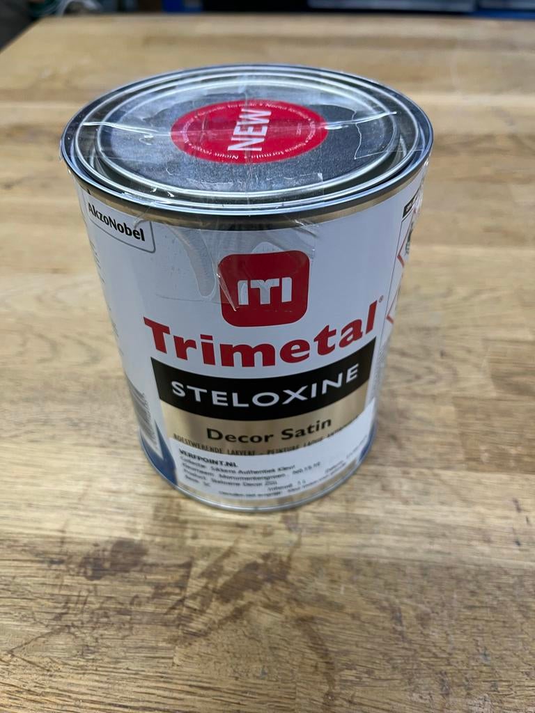 TRIMETAL STELOXINE DECOR SATIN Lakverf Monumentengroen 1L, Ophalen, Nieuw, Lak, Minder dan 5 liter