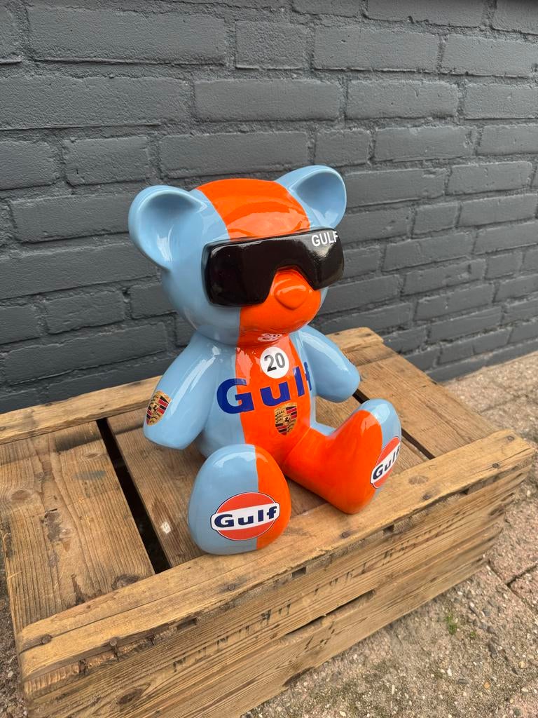 Grote Gulf Teddybeer Beeld - Uniek Decoratiestuk, Verzamelen, Ophalen, Reclamebord, ., Zo goed als nieuw