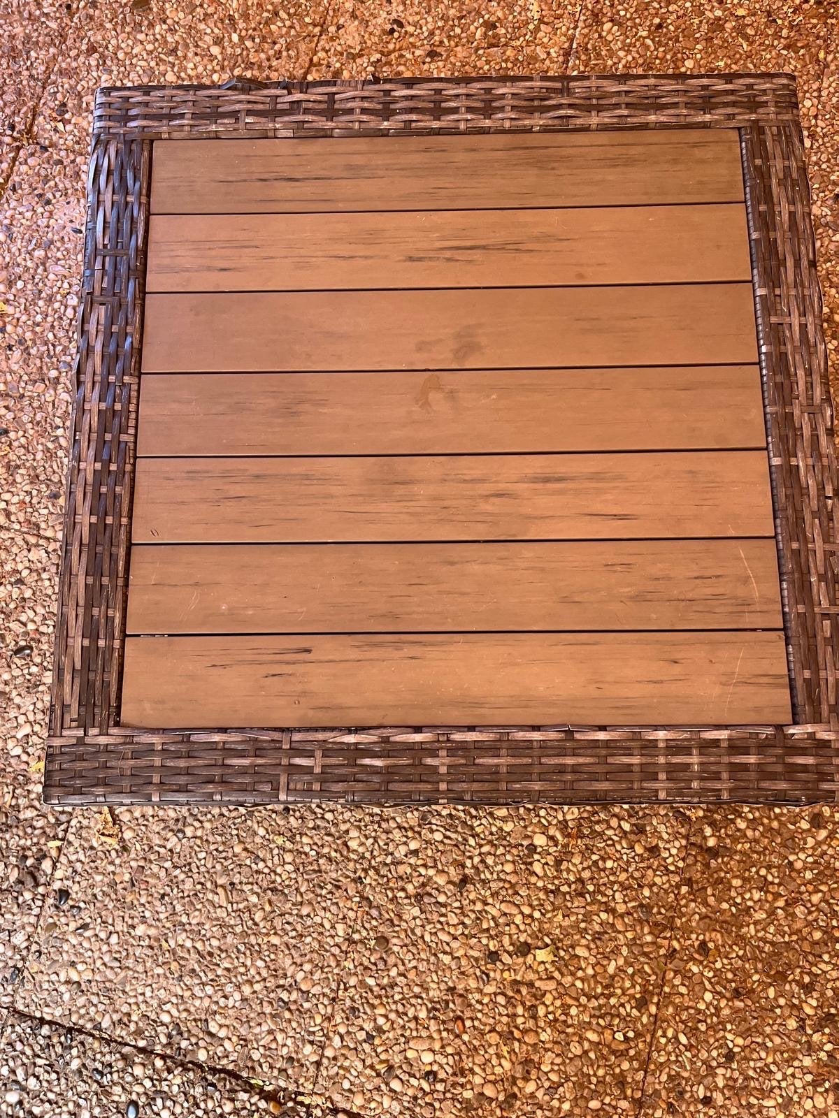 Bois le Duc Lounge Tafel - Wicker met Houtlook Blad, Ophalen, Gebruikt, Rechthoekig, Wicker