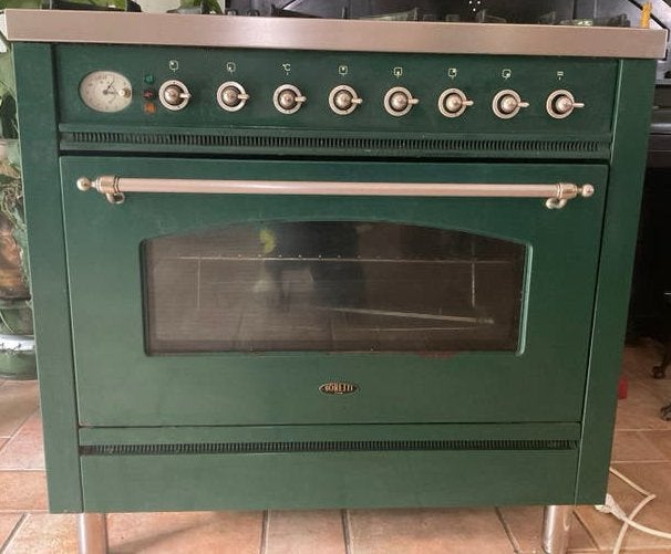 Heel mooi groen geëmailleerd Boretti 6 pits gasfornuis., Ophalen, Gebruikt, 60 cm of meer, Gas
