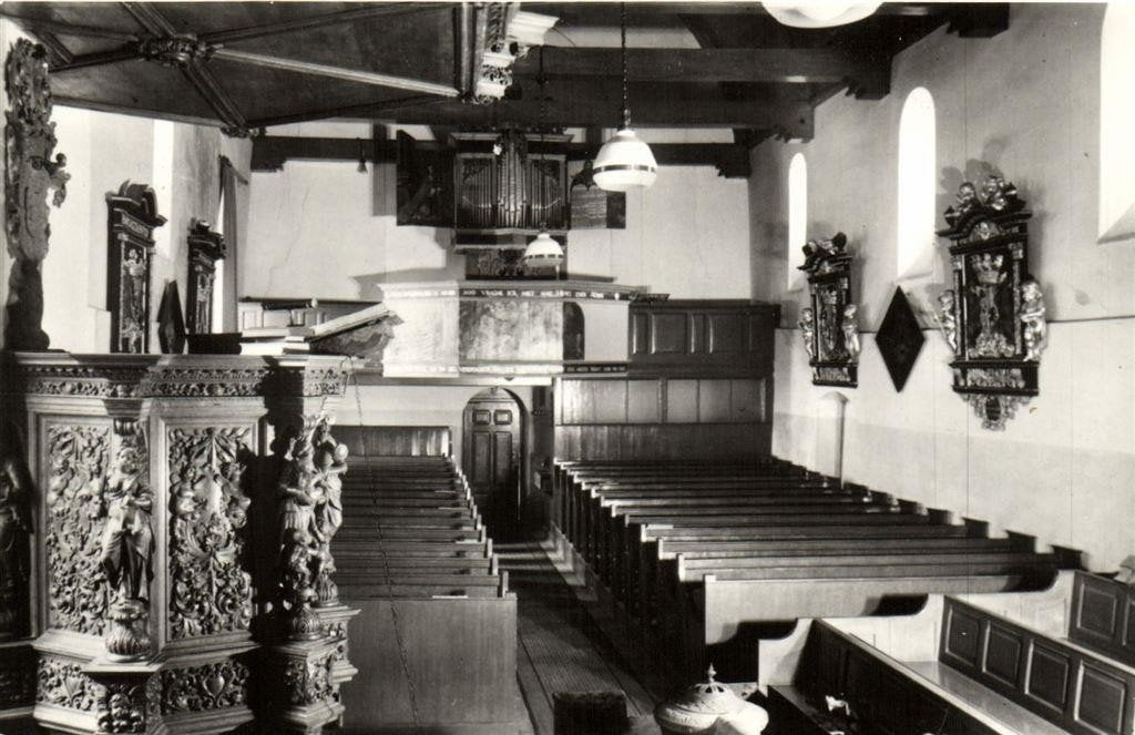 Midwolde, Interieur van de Kerk - ongelopen, Ophalen of Verzenden, 1960 tot 1980, Ongelopen, Groningen