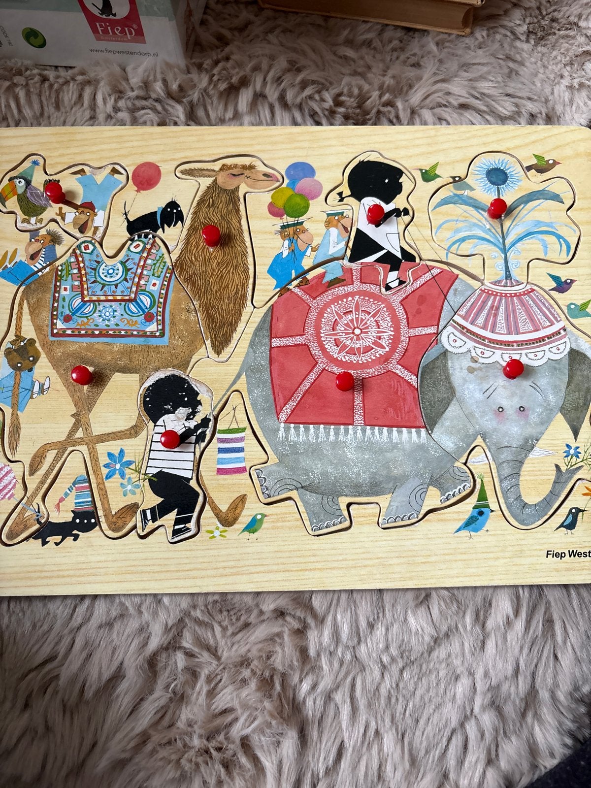 Fiep Westendorp Houten Puzzel met Dieren, 2 tot 4 jaar, Ophalen of Verzenden, Zo goed als nieuw, Van hout