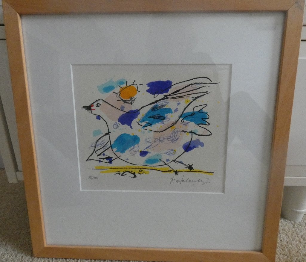 Zeefdruk van Kees Salentijn, ‘Duif., Met glas, Ophalen of Verzenden, Abstract, Zeefdruk