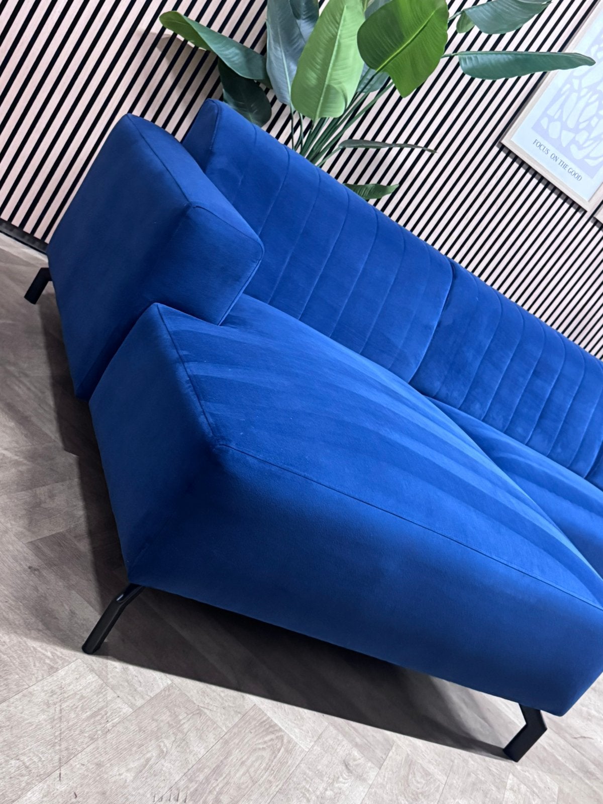 ZGAN Hotel Chique Velvet Velours U-Bank - Royal Blue - 384cm, -, Hoekbank, 300 cm of meer, 75 tot 100 cm