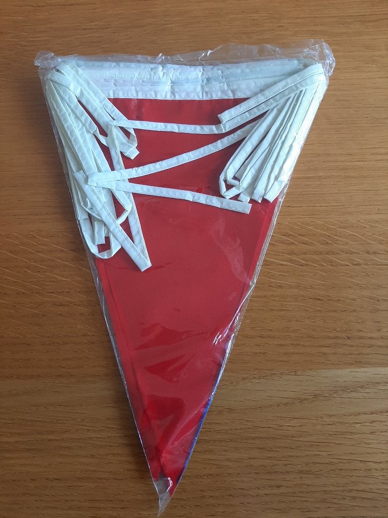 WK versiering rood-wit-blauwe vlaggenlijnen 10 meter lang, Ophalen, Nieuw