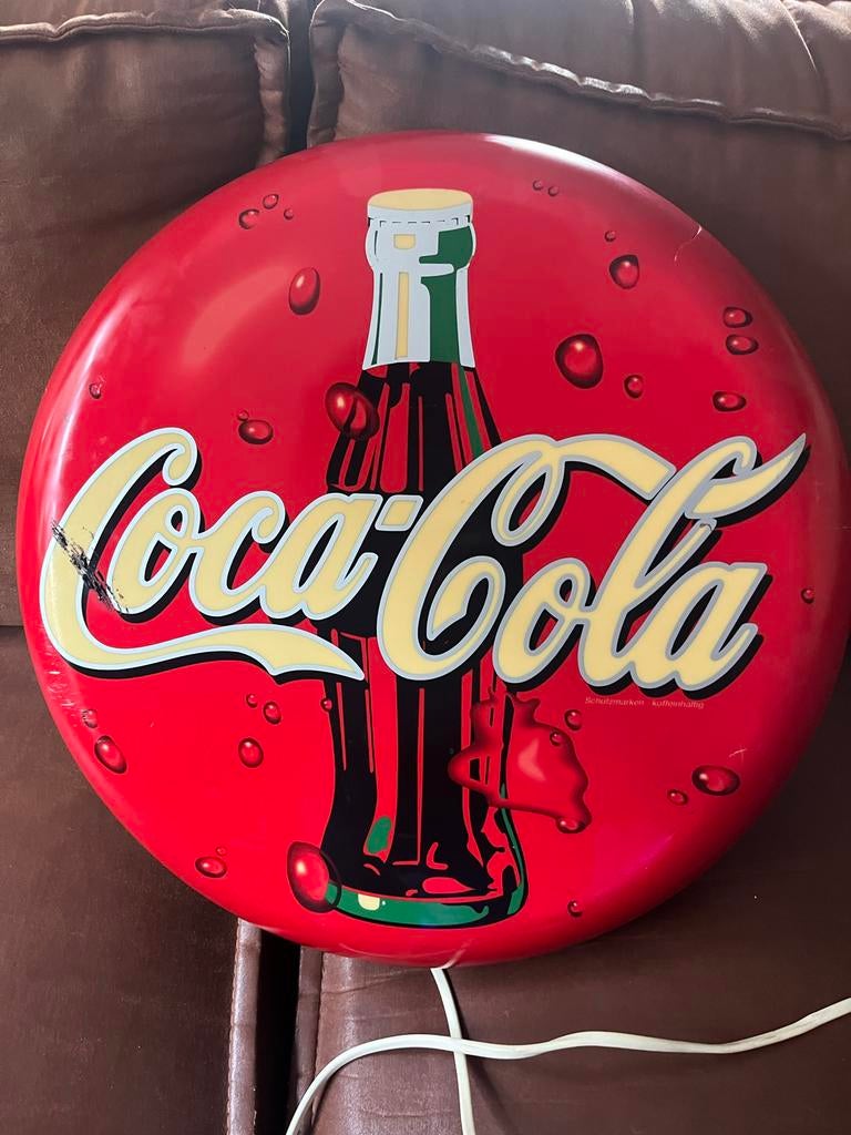 Vintage Coca-Cola Lichtreclame - Rond, Verzamelen, Merken en Reclamevoorwerpen, Ophalen of Verzenden