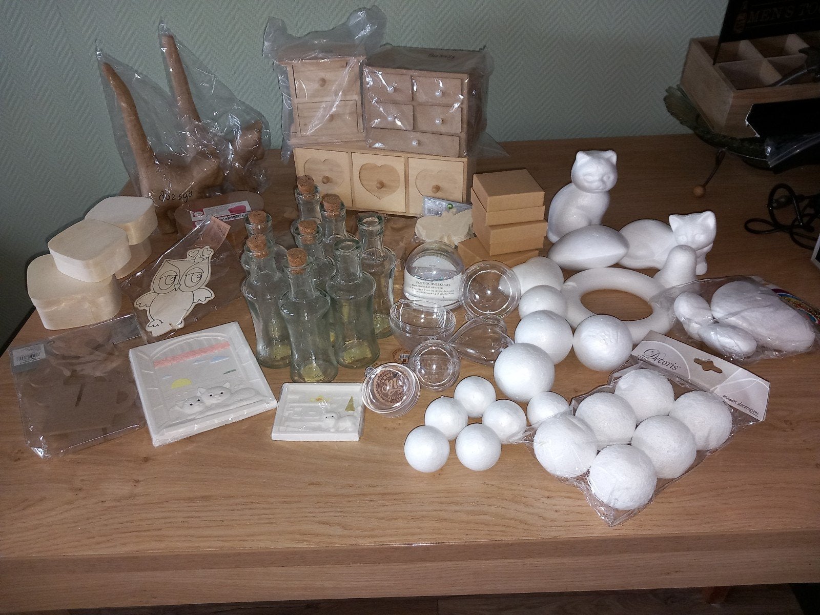 Groot knutselpakket: hout, glas, piepschuim en meer, Ophalen of Verzenden