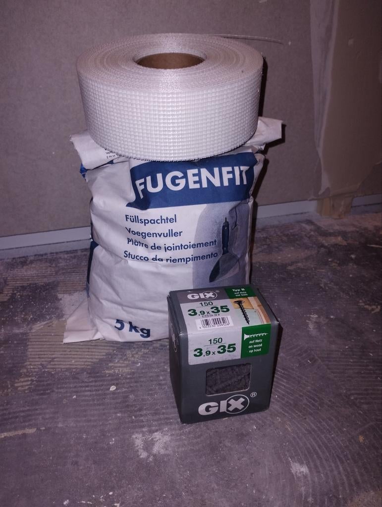 Fugenfit voegenvuller, gaasband en schroeven, Ophalen, Nieuw, Minder dan 50 mm, Schroeven