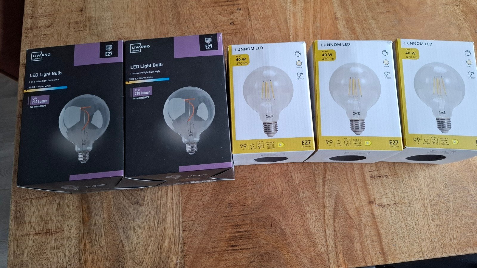 5x LED lamp E27 - Livarno en Lunnom (IKEA), Led-lamp, Nieuw, E27 (groot), IKEA