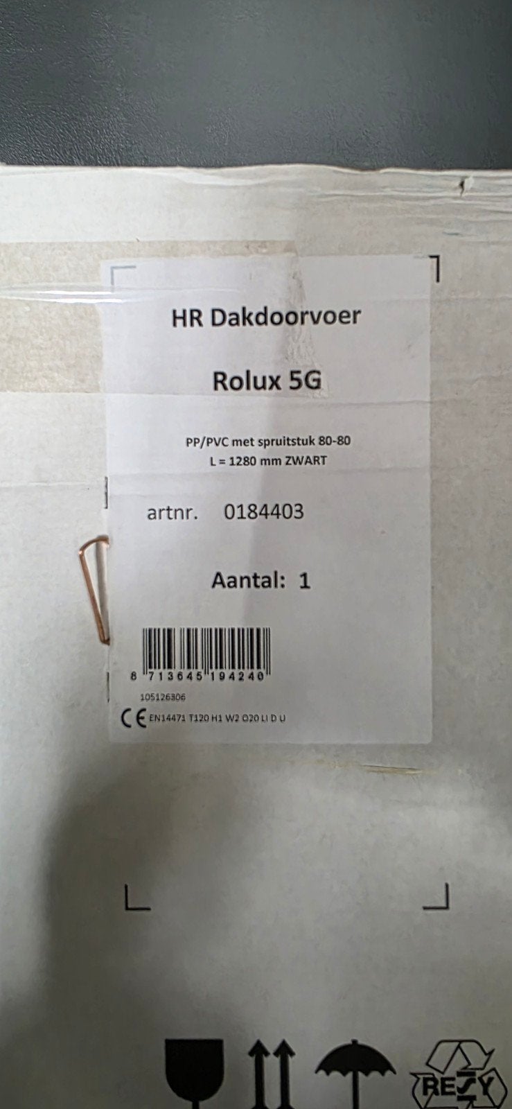 HR Dakdoorvoer Rolux 5G PP/PVC 80-80 Zwart 1280mm, Kunststof, Zwart, Overige typen, Nieuw
