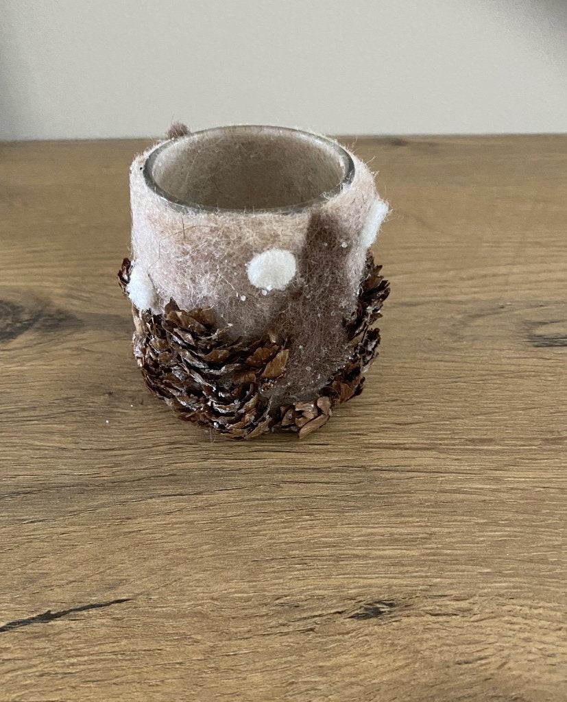 waxinelichtje met winterlandschap, pakje 10x lucifer doosjes, 10 cm, Bruin, Ophalen of Verzenden, Kandelaar