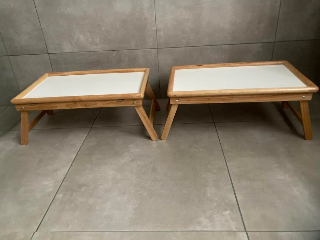 2 bedtafel/beddienblad tafels, Ophalen of Verzenden, Zo goed als nieuw, Rond, Hout